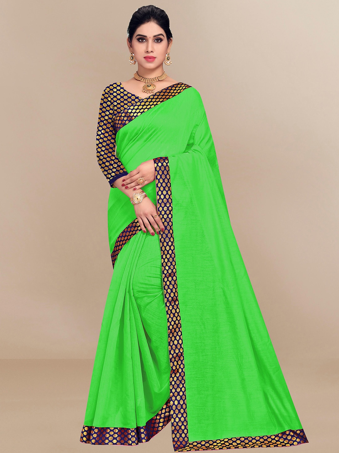 

Sidhidata Lace Boardered Chanderi Saree, Green