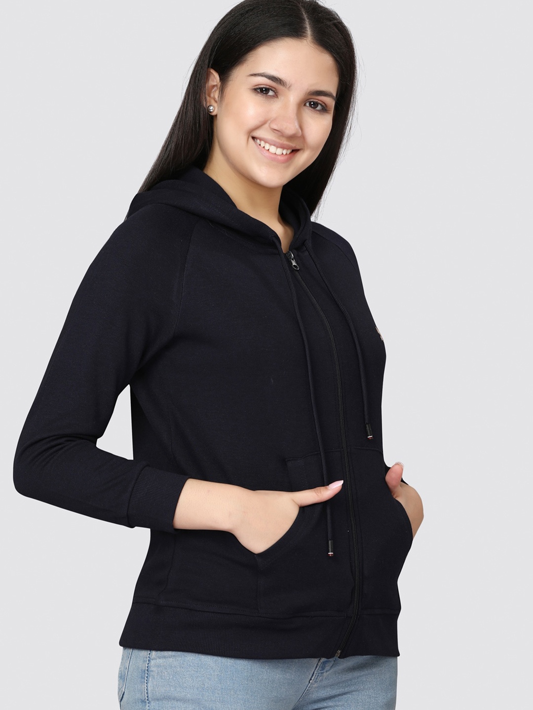 

TITTLI Women Navy Blue Hooded Sweatshirt