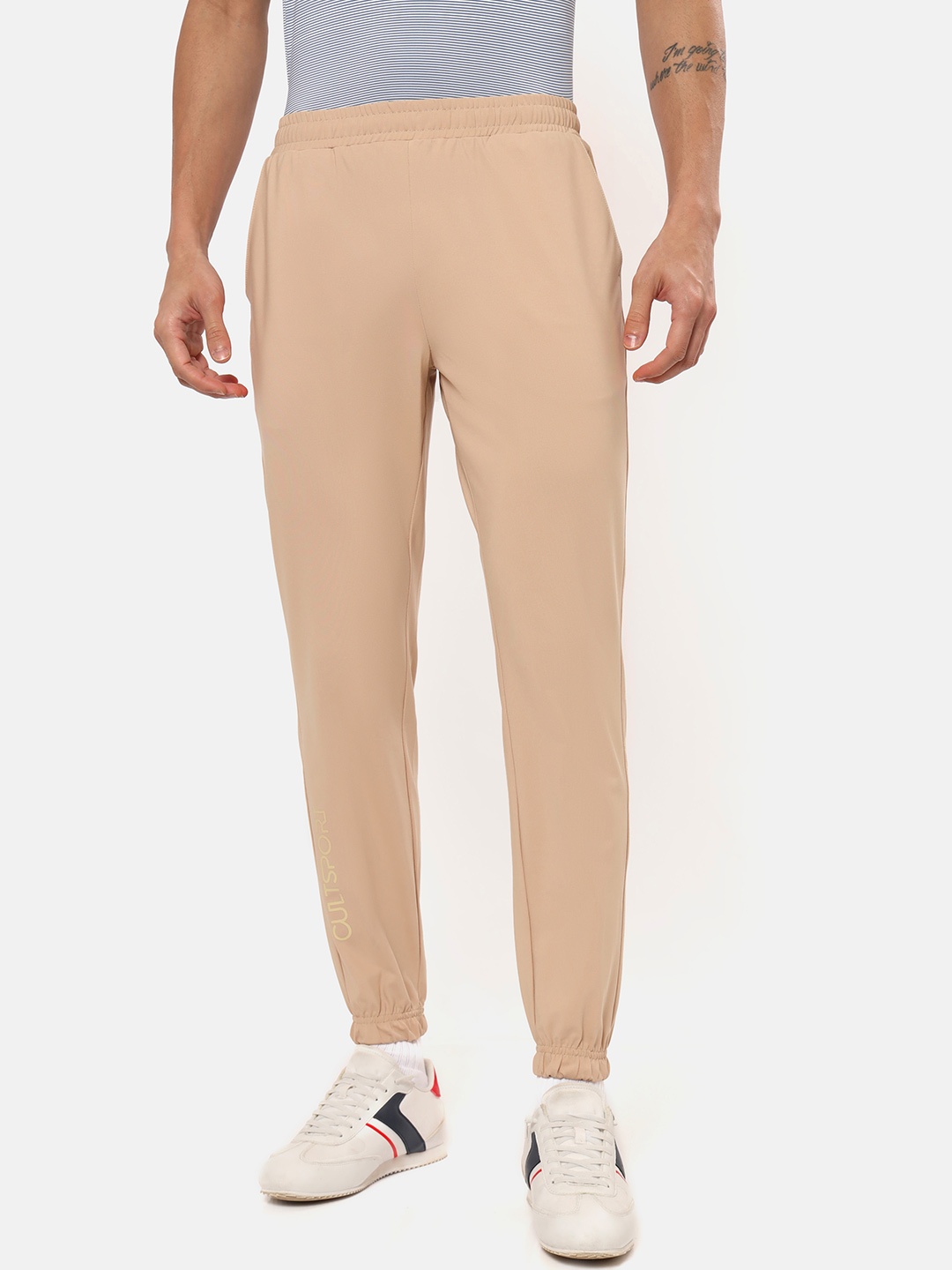 

CULT Men Work to Play Solid Comfort Joggers, Beige