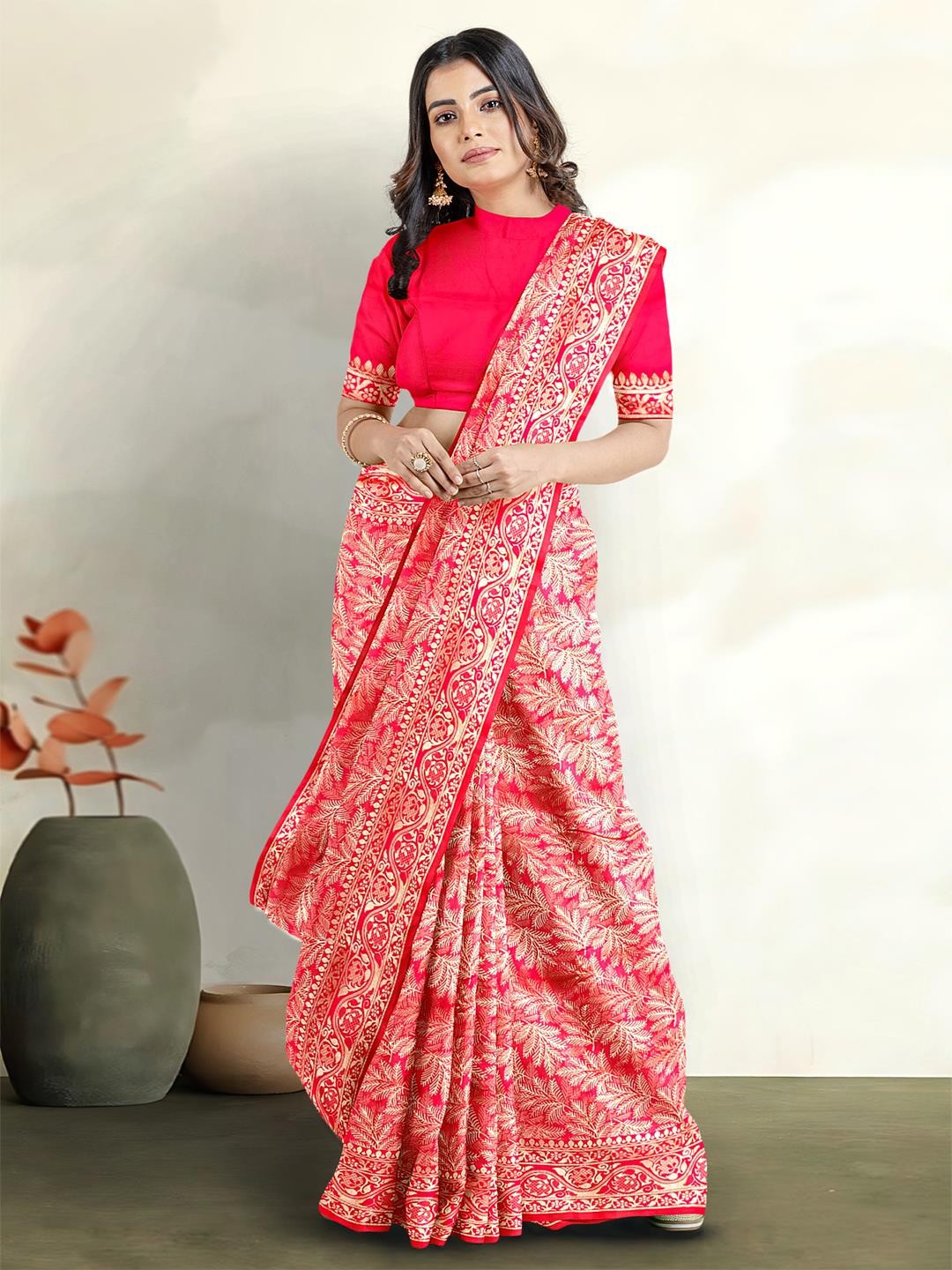 

Kalamandir Woven Design Zari Saree, Pink