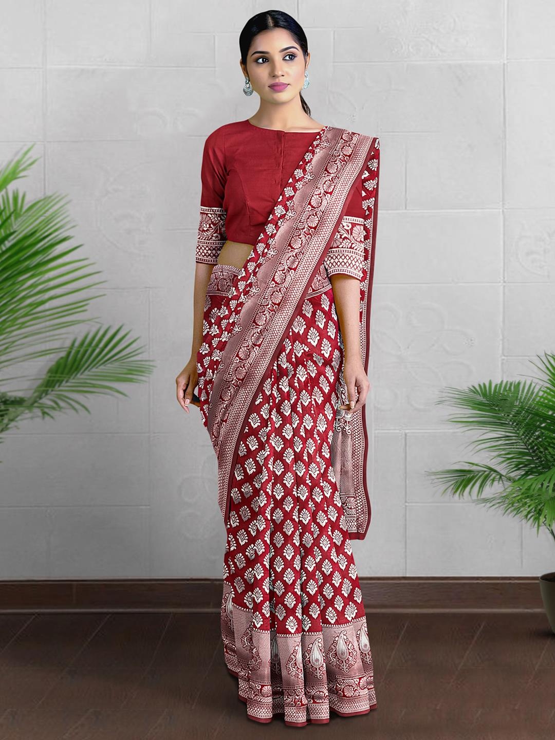 

Kalamandir Woven Design Zari Saree, Maroon
