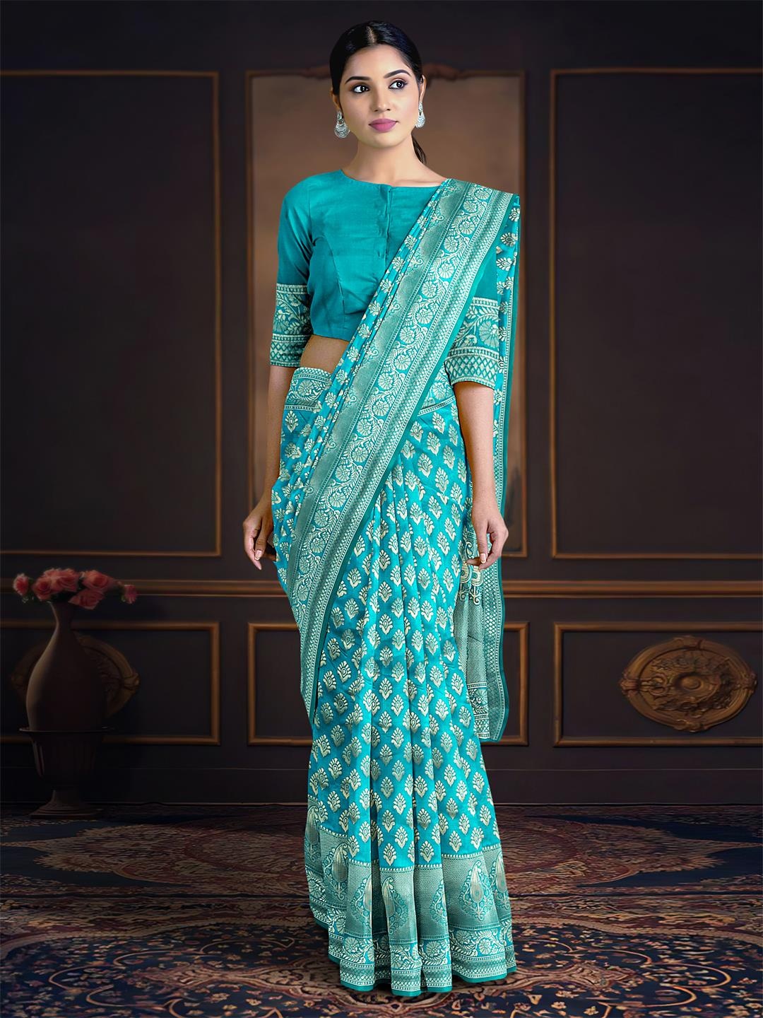 

Kalamandir Woven Design Zari Saree, Blue