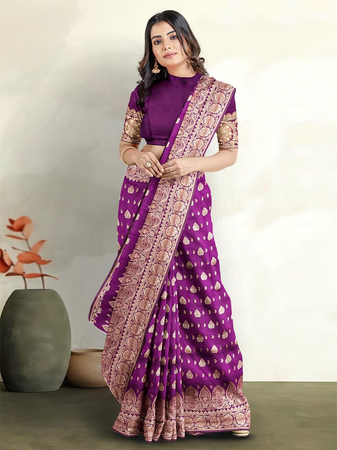 

Kalamandir Woven Design Saree, Purple