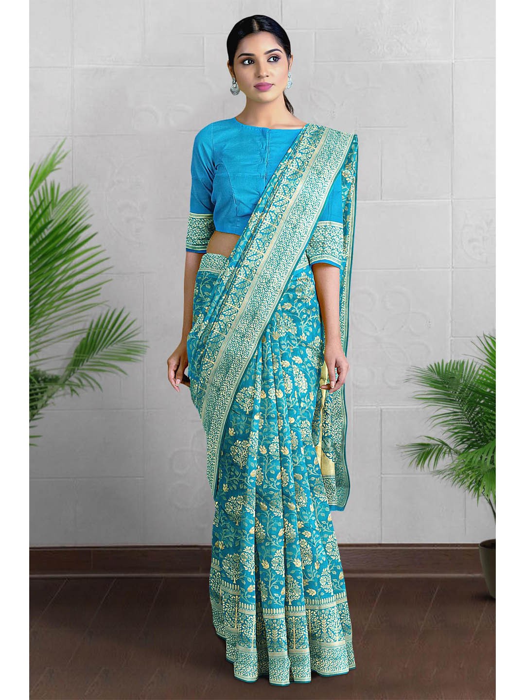 

Kalamandir Floral Woven Design Saree, Blue