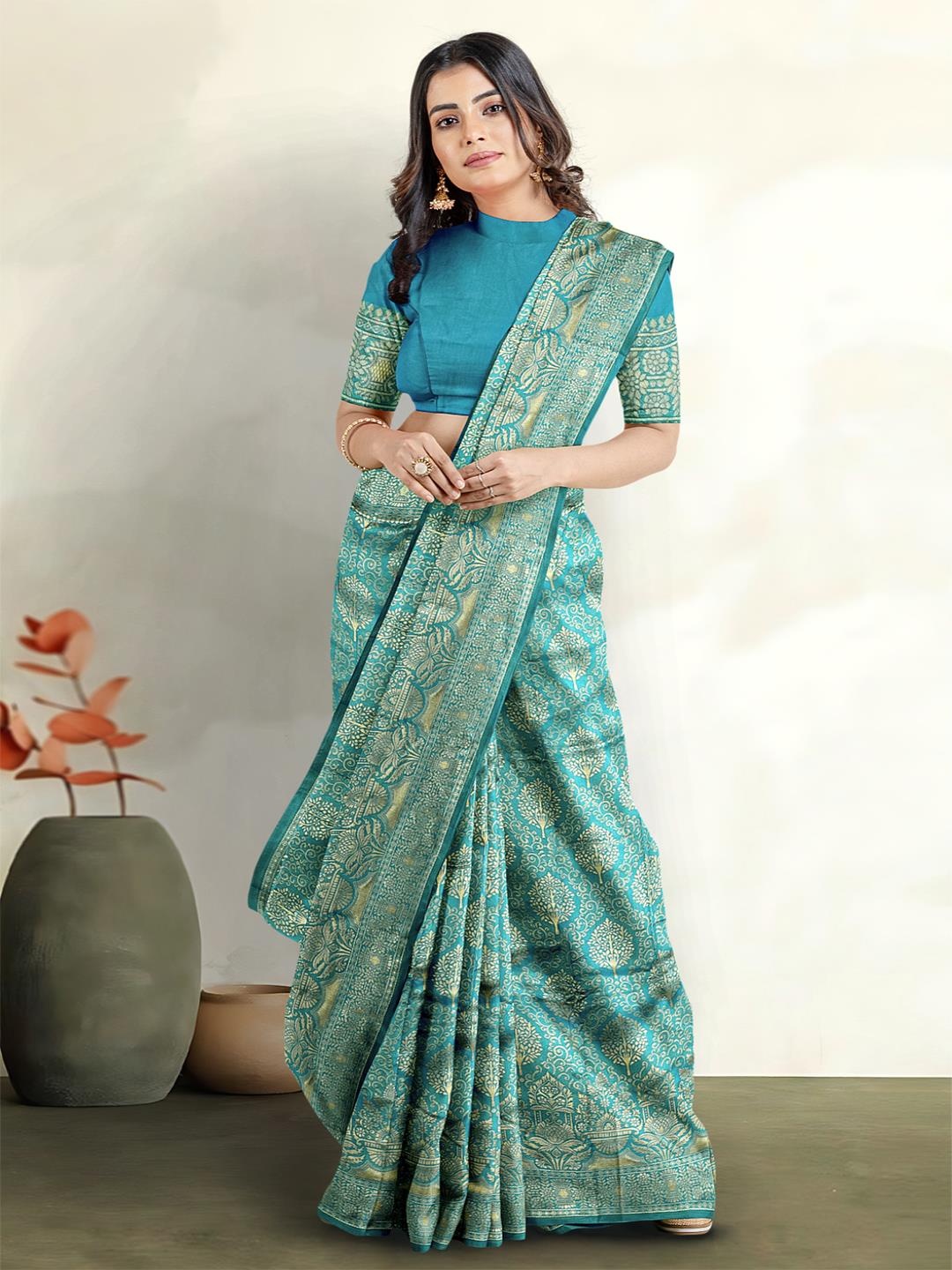 

Kalamandir Woven Design Zari Detailed Saree, Blue
