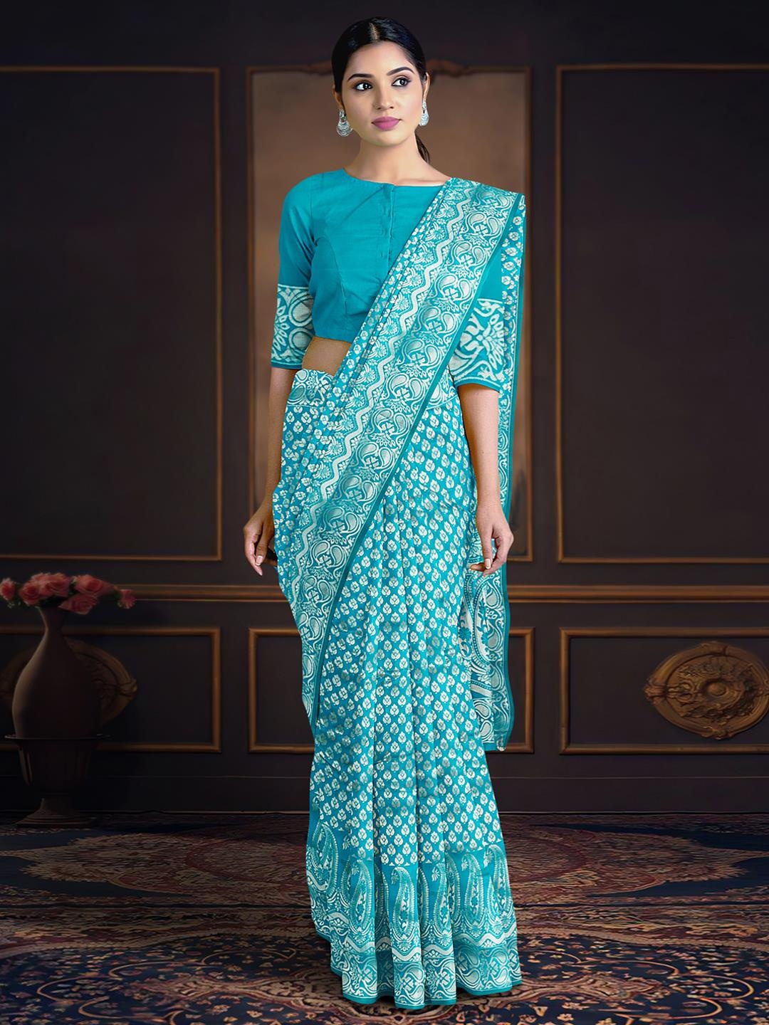 

Kalamandir Ethnic Motif Zari Saree, Blue