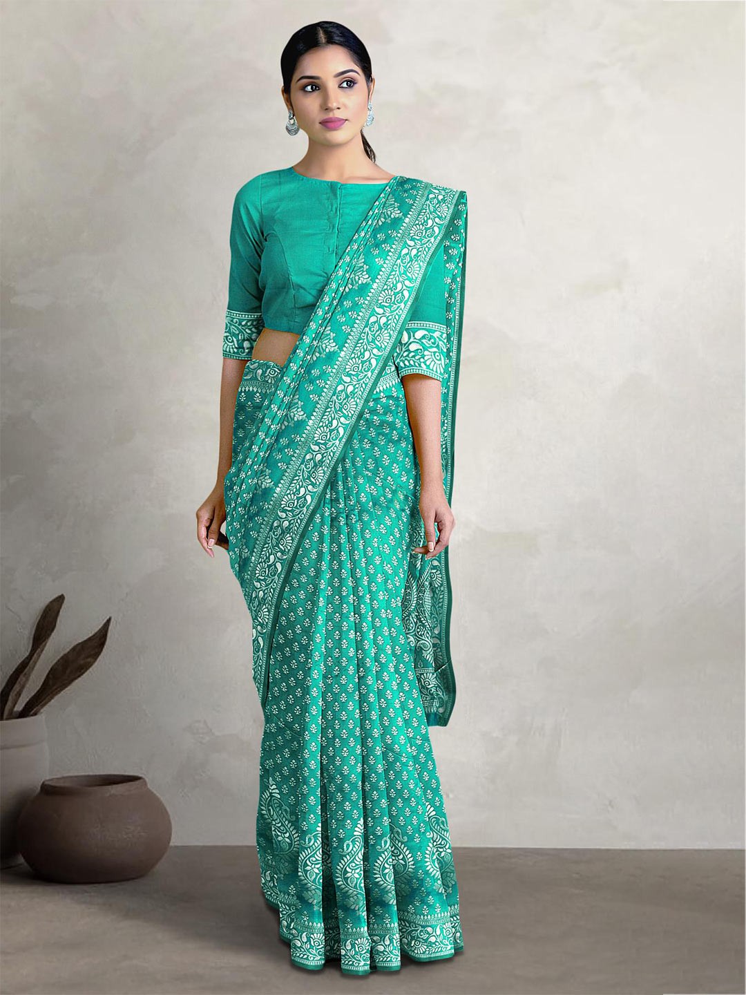 

Kalamandir Woven Design Zari Saree, Teal