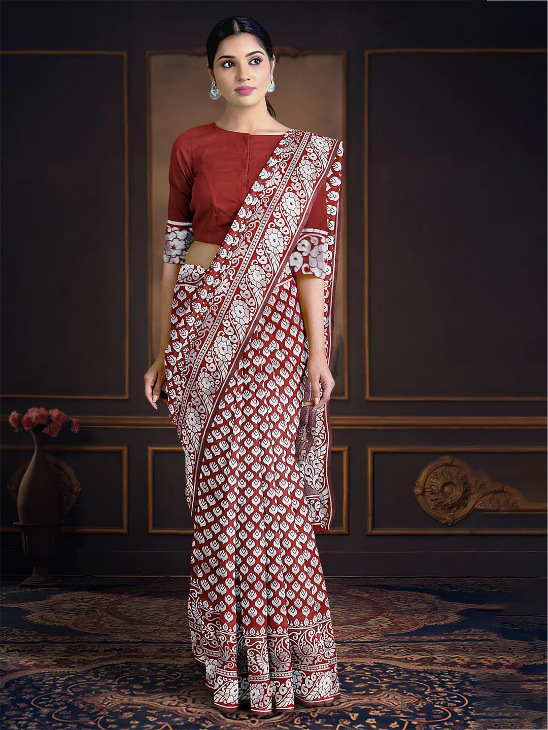 

Kalamandir Ethnic Motifs Woven Design Zari Saree, Maroon