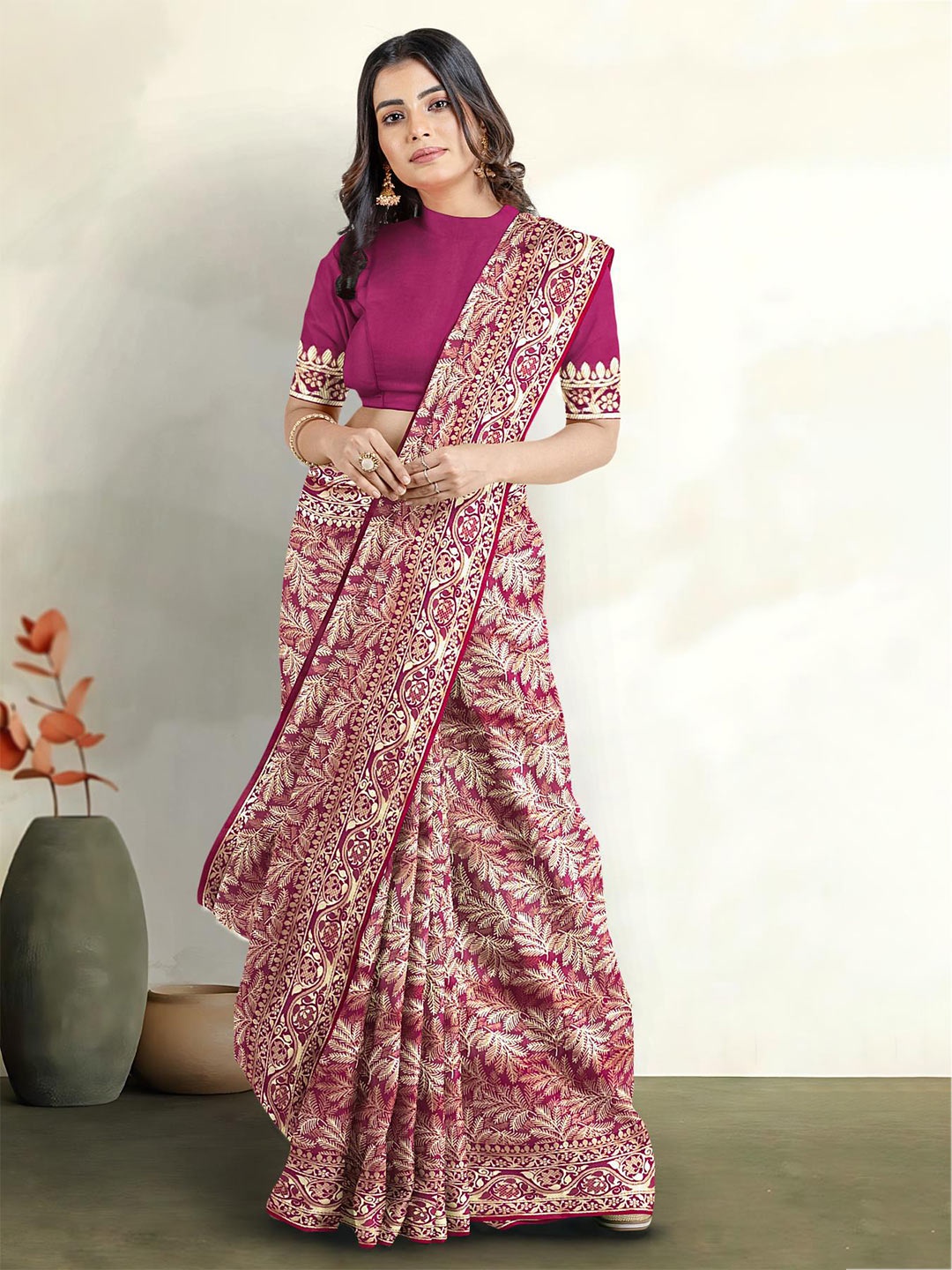 

Kalamandir Woven Design Zari Saree, Purple
