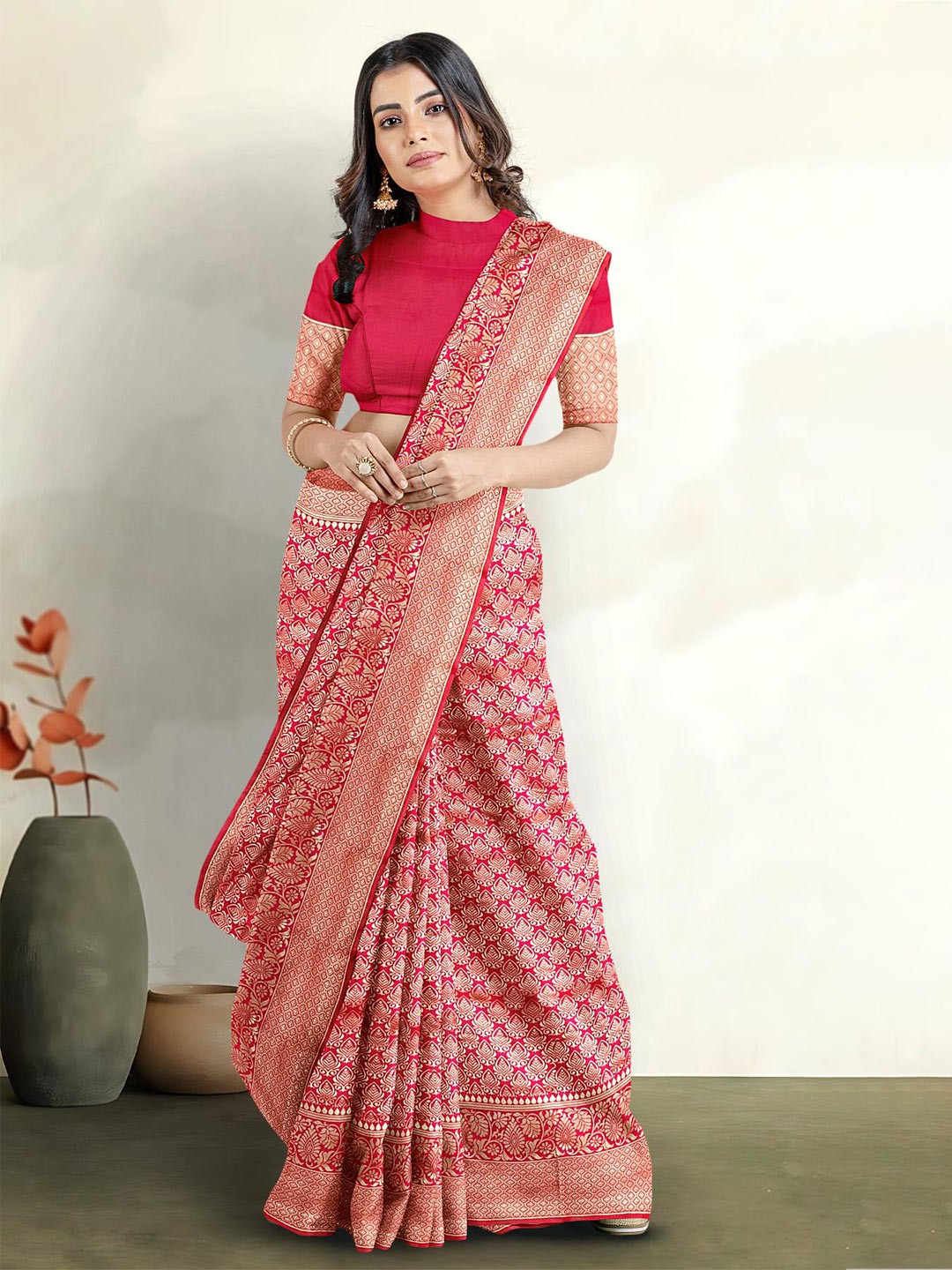 

Kalamandir Woven Design Zari Saree, Pink