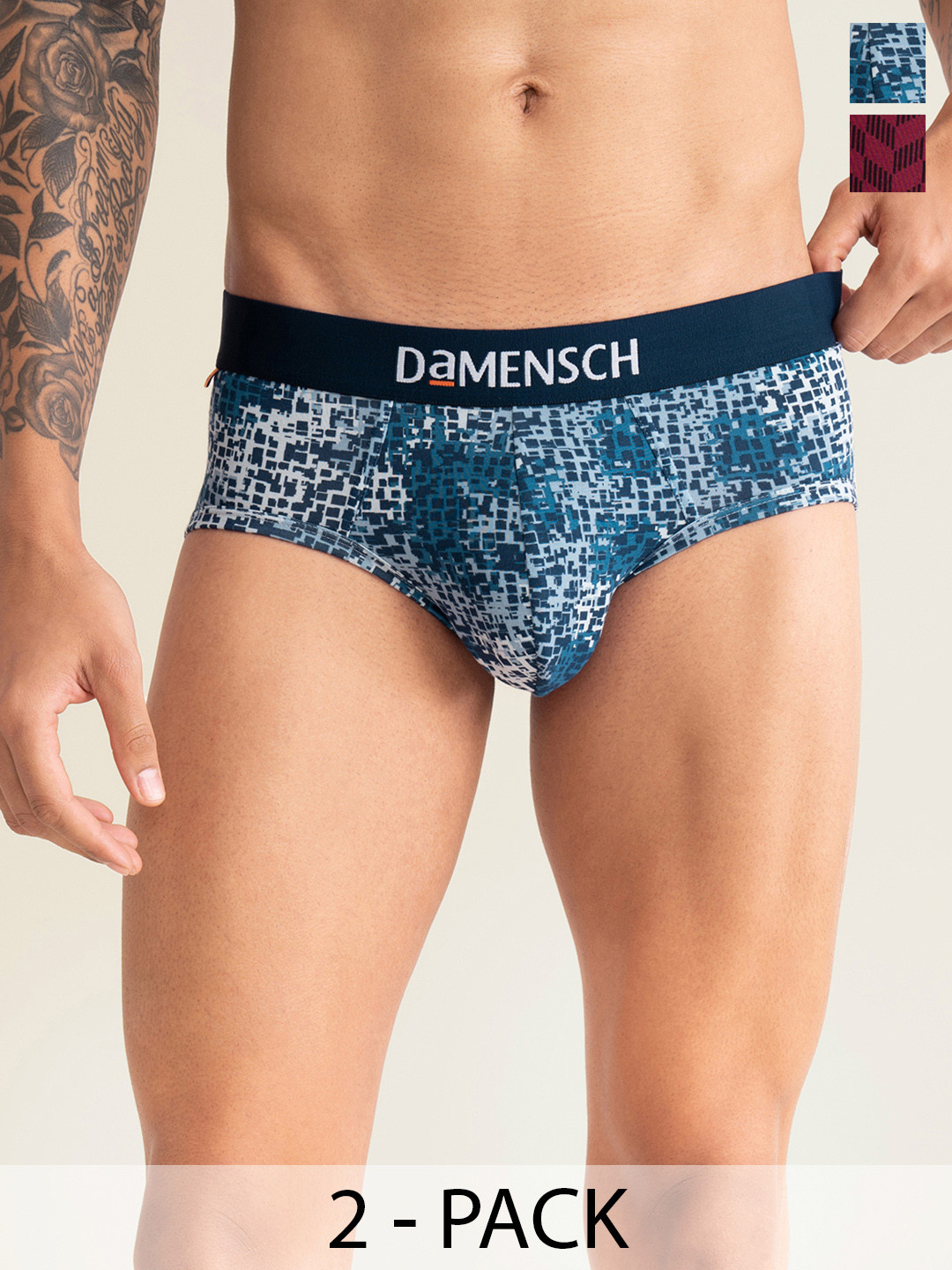 

DaMENSCH Men Pack of 2 Deo-Cotton Anti-Bacterial Moisture-Free Basic Briefs, Blue