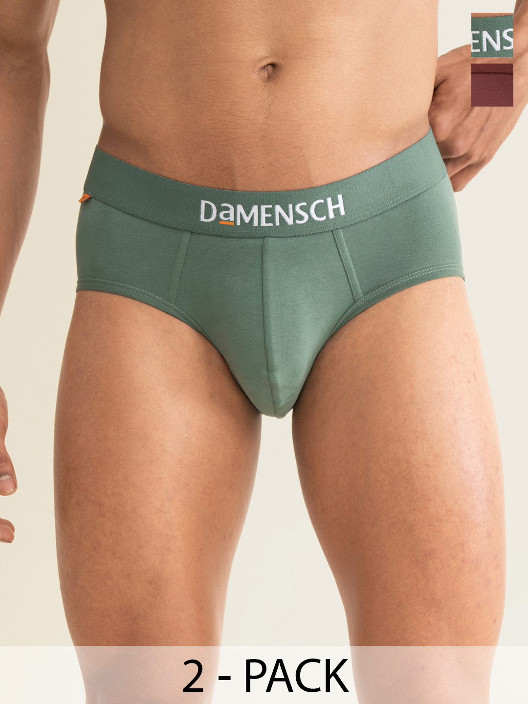 

DAMENSCH Men Pack Of 2 Deo-Cotton Anti-Bacterial Moisture-Free Anti Bacterial Briefs, Green
