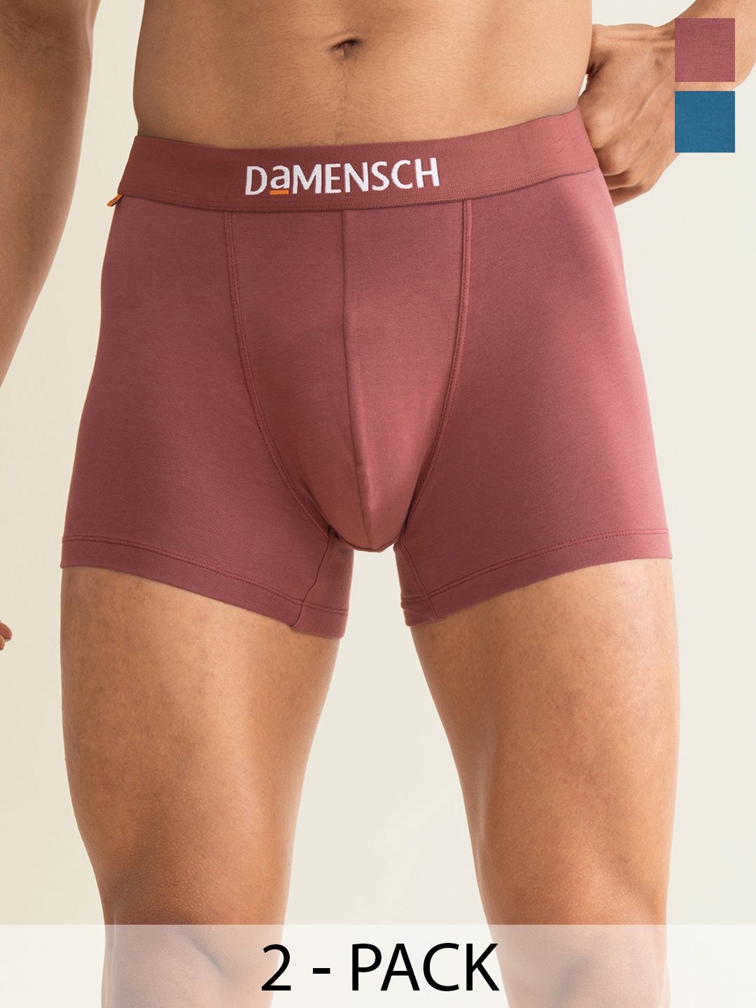 

DaMENSCH Men Pack of 2 Deo-Cotton Anti-Bacterial Moisture-Free Trunks, Teal