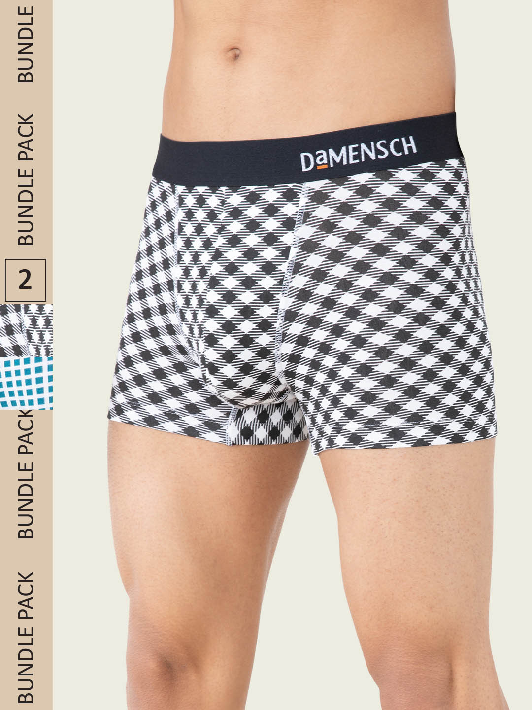 

DaMENSCH Men Pack of 2 Deo-Soft Odour-Cancelling Supima Modal Anti Bacterial Trunks, Black