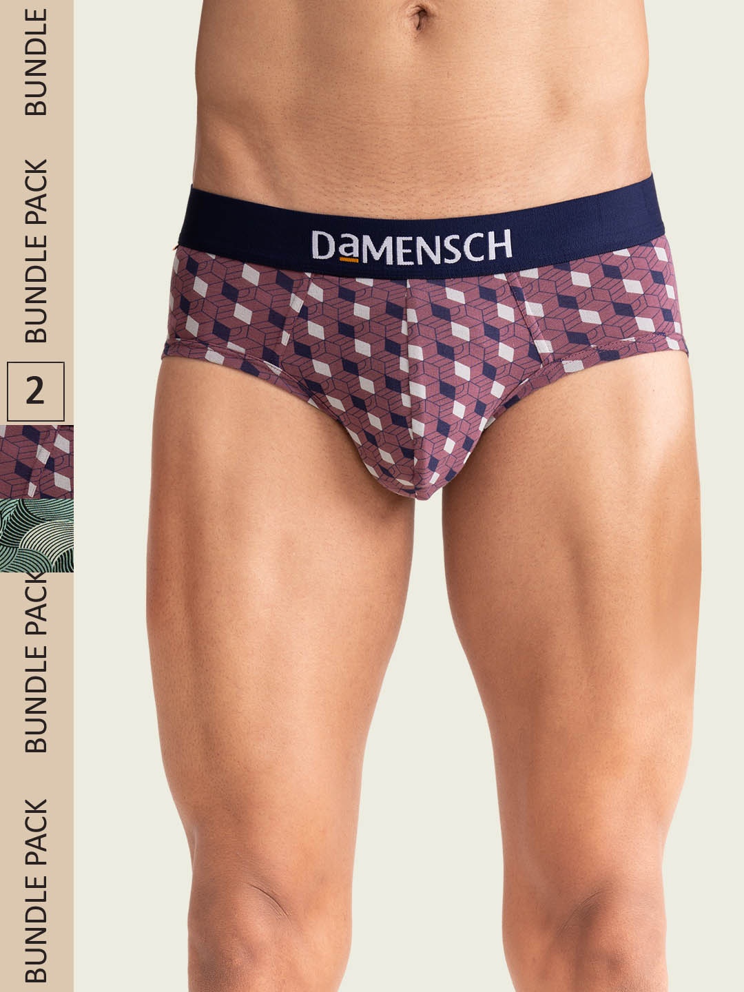 

DAMENSCH Men Pack Of 2 Deo-Cotton Anti-Bacterial Moisture-Free Briefs, Purple