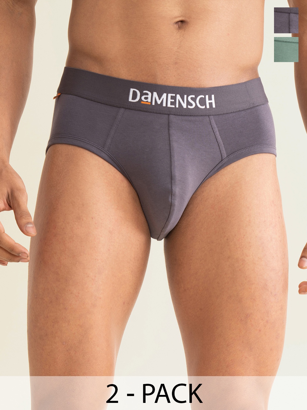 

DAMENSCH Men Pack Of 2 Deo-Cotton Anti-Bacterial Moisture-Free Briefs, Green