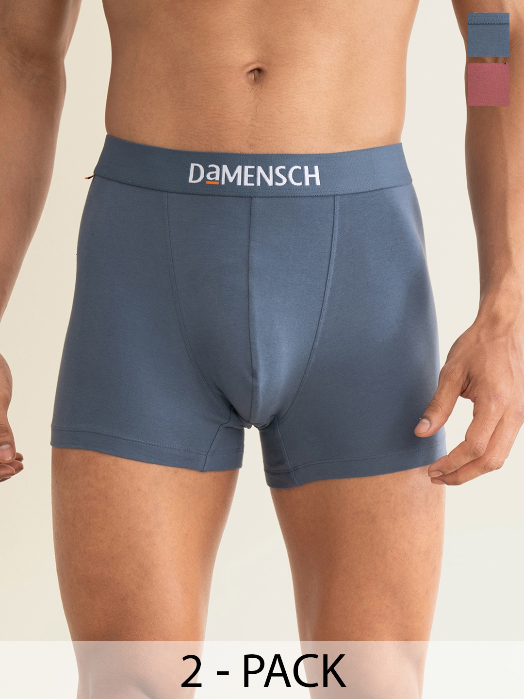 

DAMENSCH Pack of 2 Deo-Cotton Solid Anti-Bacterial Cotton Trunks, Blue