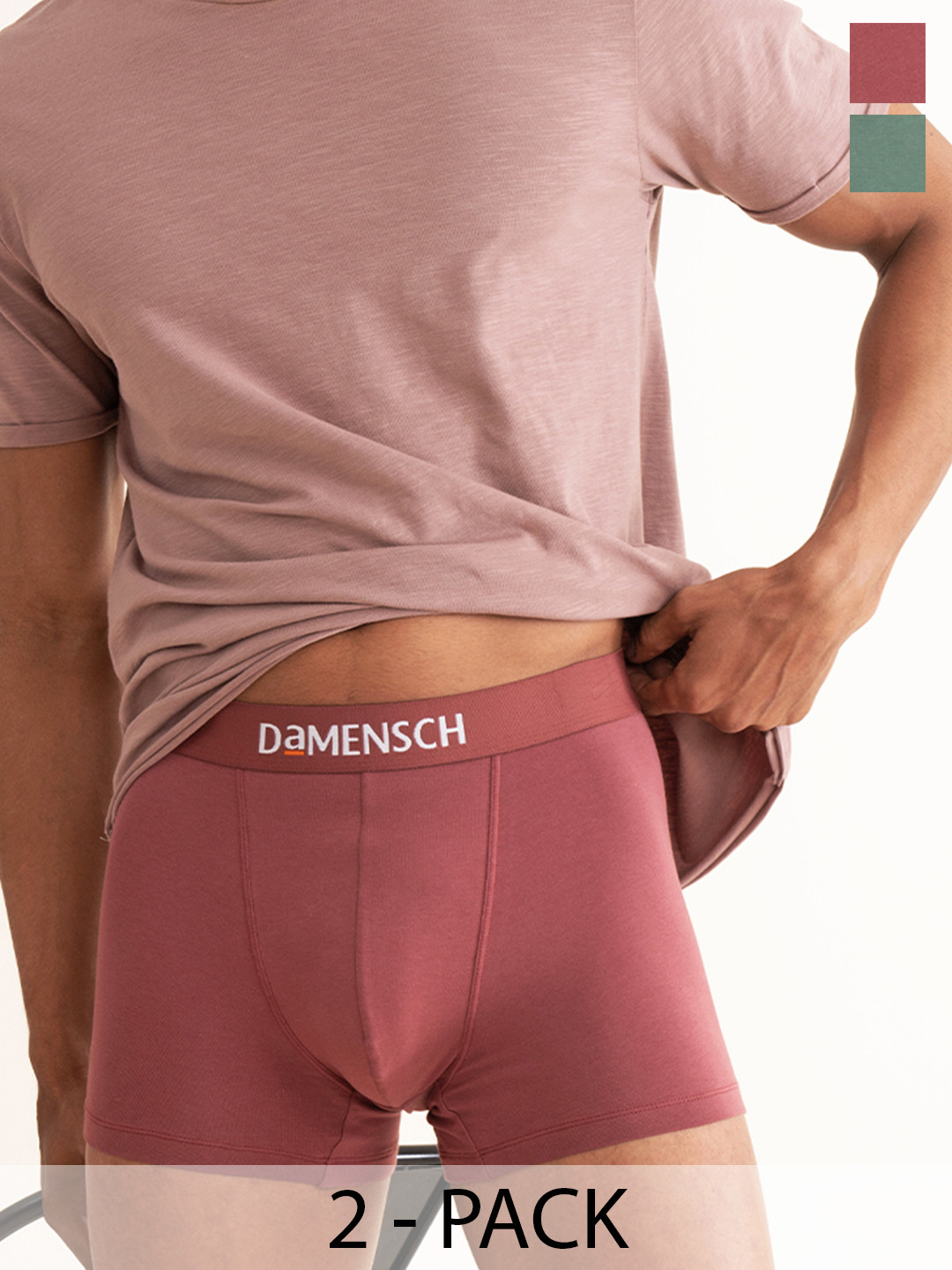 

DaMENSCH Men Pack of 2 Deo-Cotton Anti-Bacterial Moisture-Free Trunks, Green