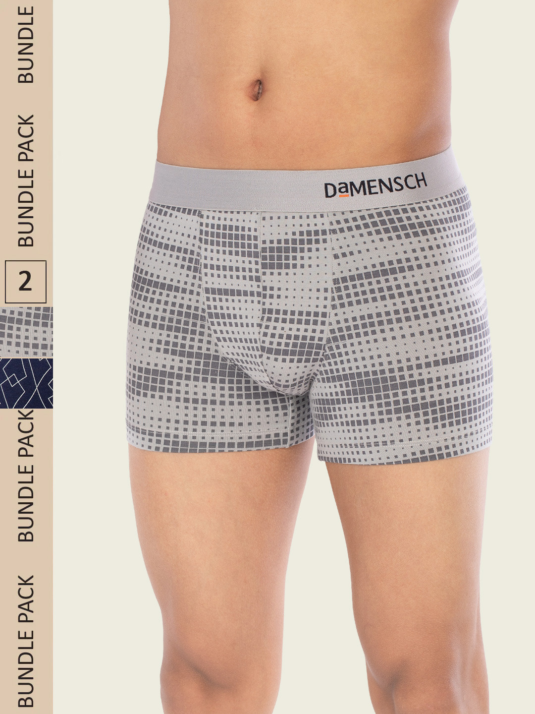 

DaMENSCH Pack of 2 DEO-SOFT Printed Premium Egyptian Cotton-Modal Blend Trunk, Blue