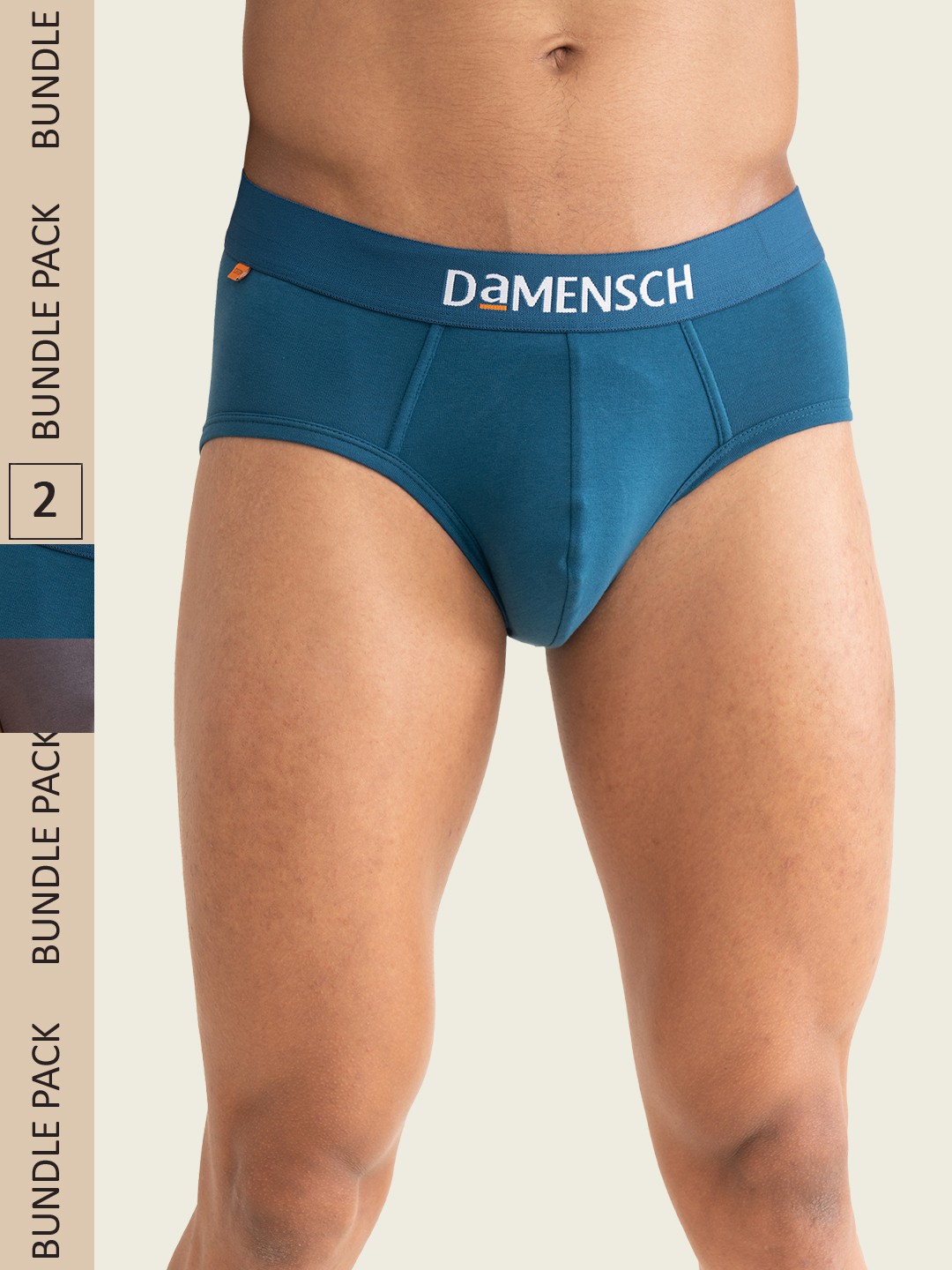 

DAMENSCH Men Pack of 2 Printed Deo-Cotton Basic Briefs, Teal