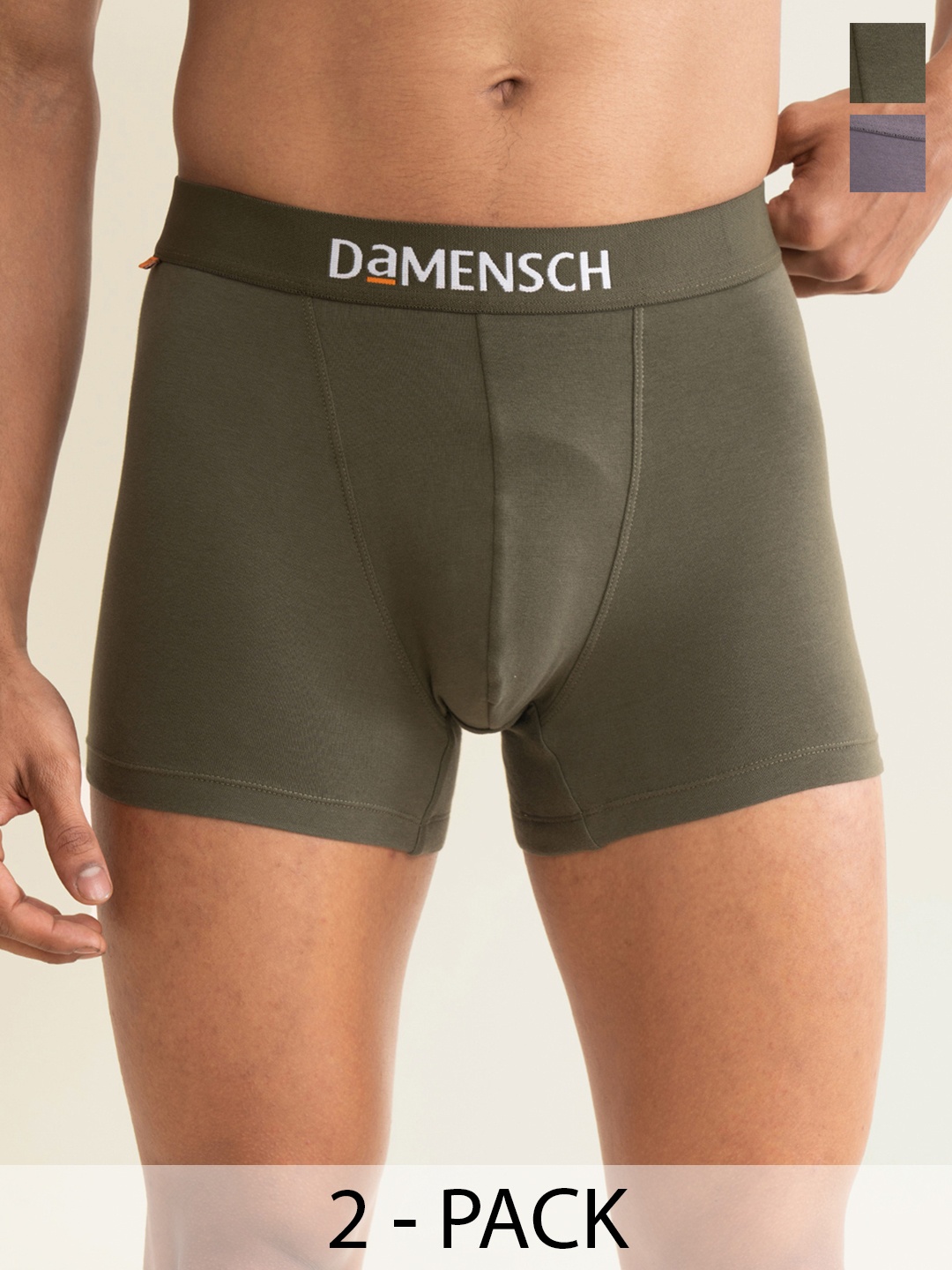 

DAMENSCH Men Pack of 2 Anti-Bacterial Deo-Cotton Trunks DAM-NE-CTST-T-RAE-ONG-PACK-2, Grey