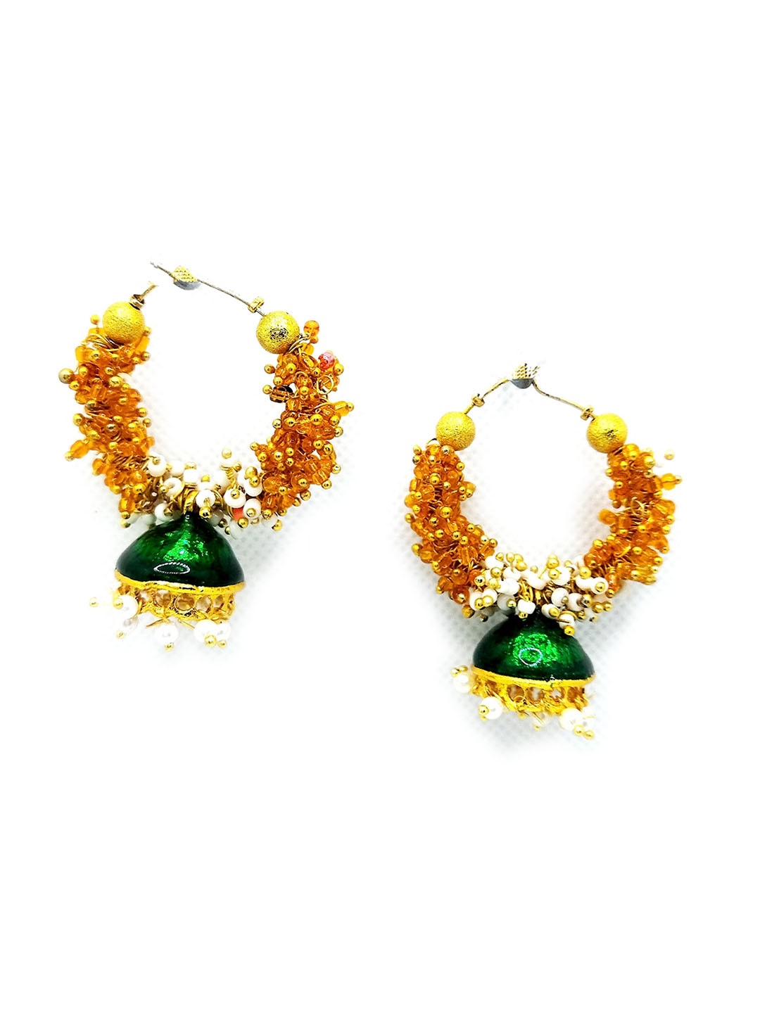 

Kshitij Jewels Gold-Plated Contemporary Jhumkas Earrings, Orange