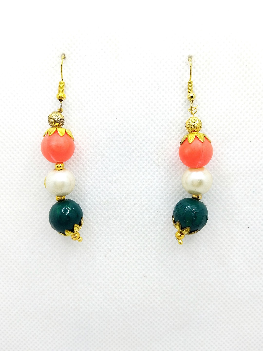 

Kshitij Jewels Gold-Plated Beaded Drop Earrings, Orange