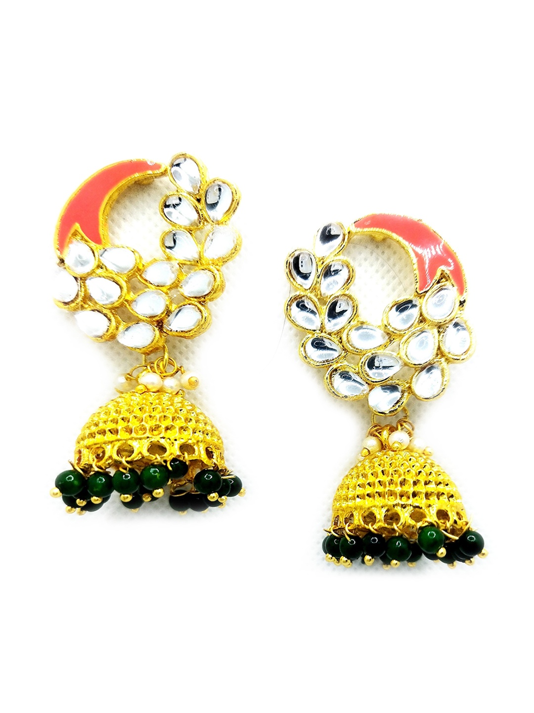 

Kshitij Jewels Gold-Plated Contemporary Jhumkas Earrings, Orange