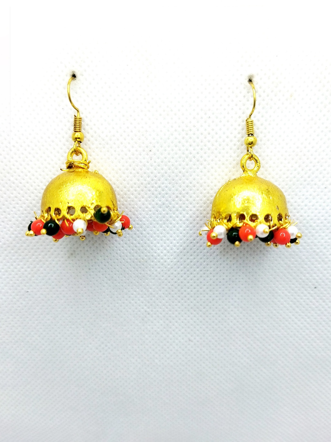 

Kshitij Jewels Gold-Plated Contemporary Jhumkas Earrings, Orange