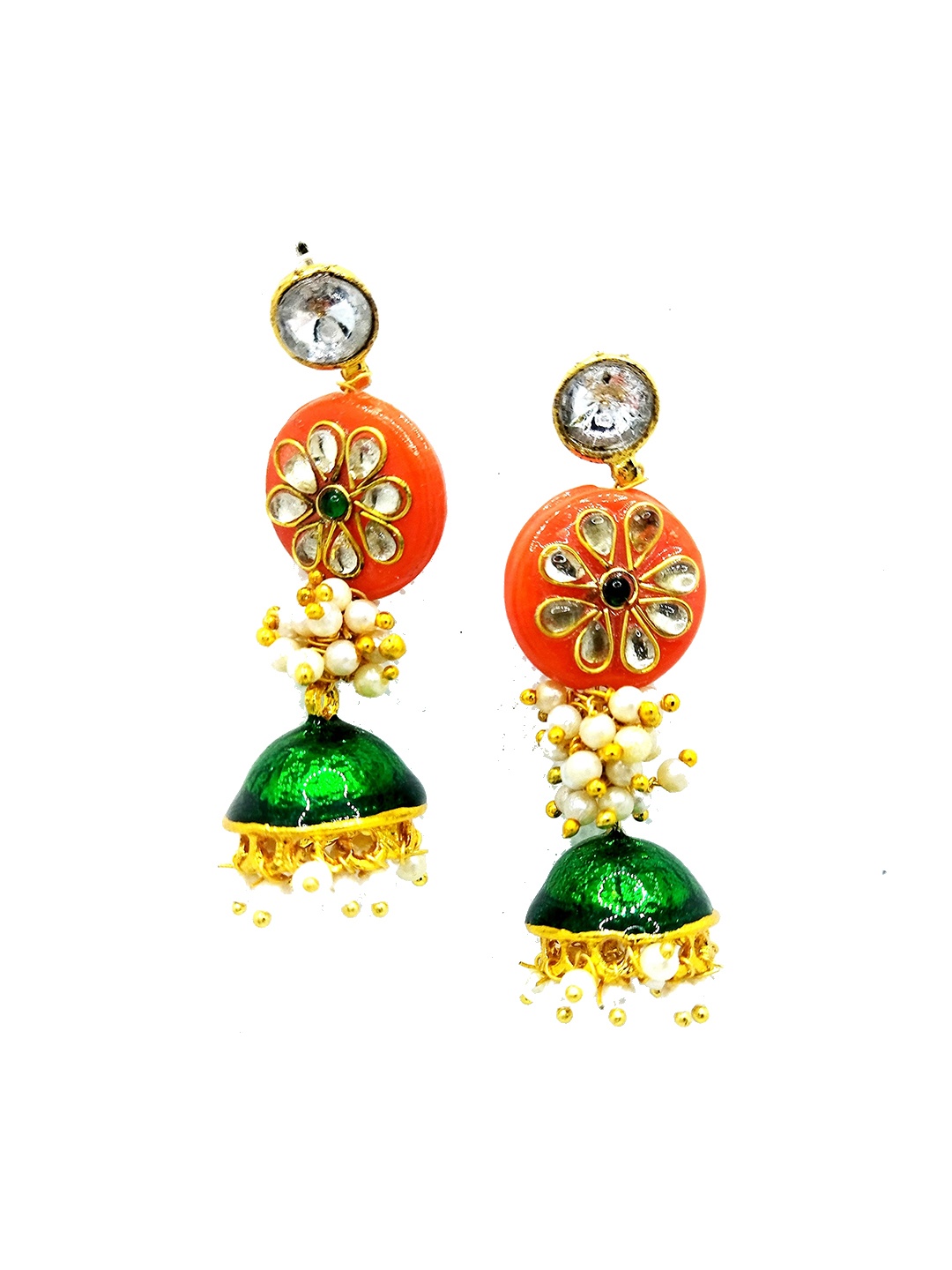 

Kshitij Jewels Gold-Plated Contemporary Jhumkas Earrings, Orange