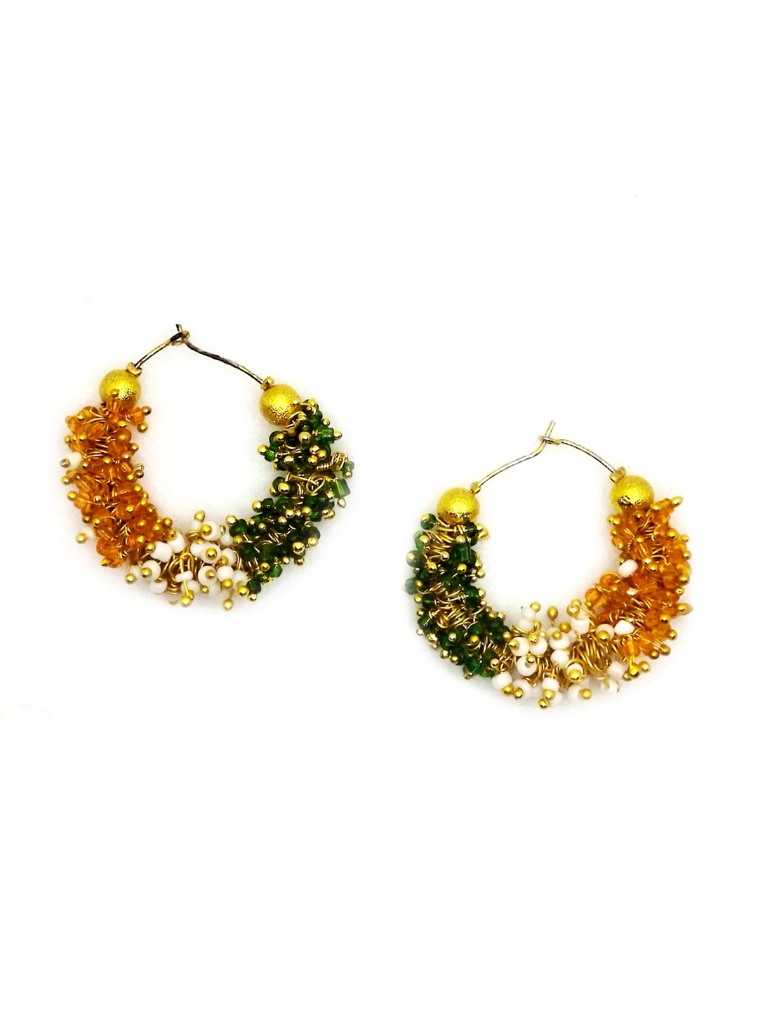 

Kshitij Jewels Gold-Plated Beaded Circular Hoop Earrings, Orange