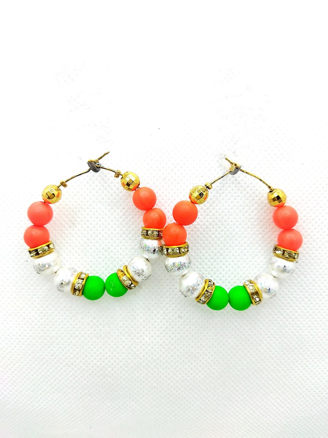 

Kshitij Jewels Gold-Plated Beaded Circular Hoop Earrings, Orange