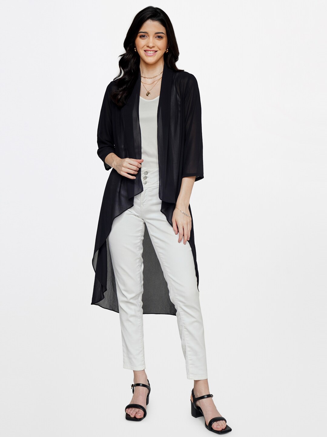 

AND Women Open Front Asymmetric Shrug, Black