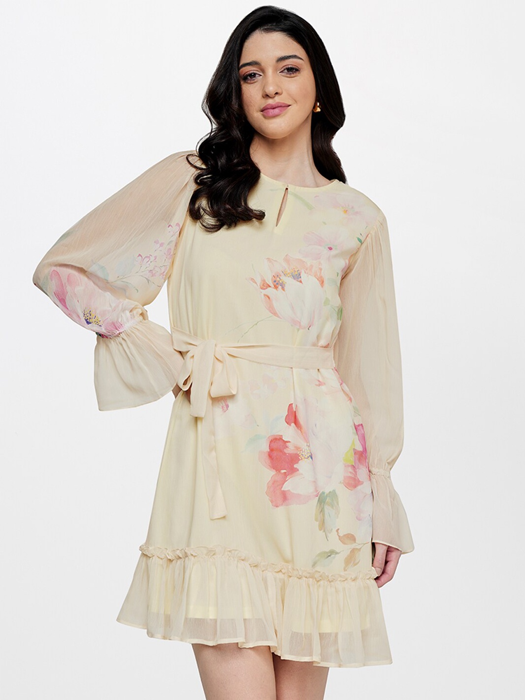 

AND Floral A-Line Dress, Yellow