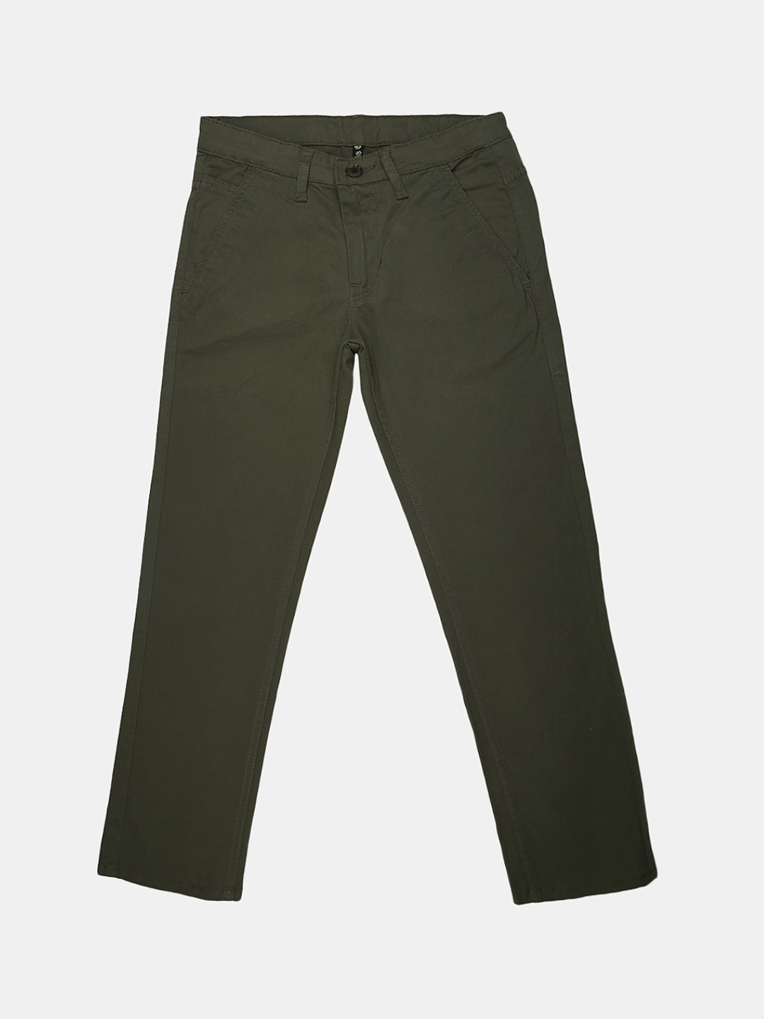 

V-Mart Boys Low Rise Classic Cotton Chinos Trousers, Olive