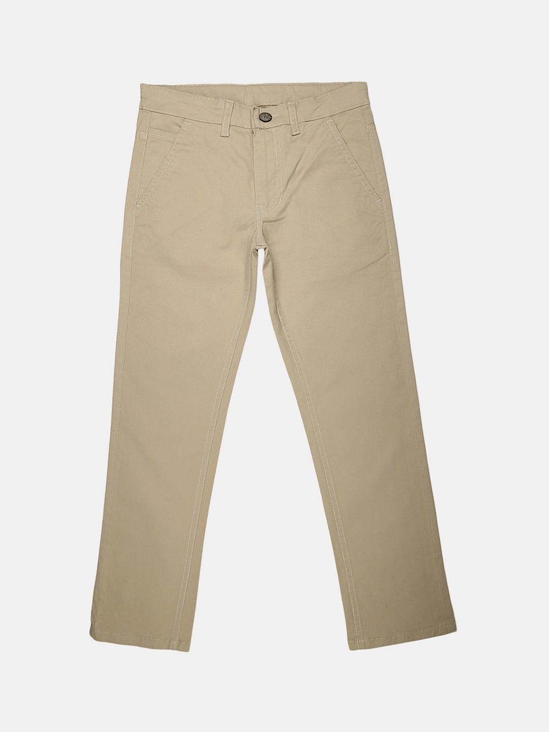 

V-Mart Boys Cotton Regular Fit Mid-Rise Chinos Trousers, Beige