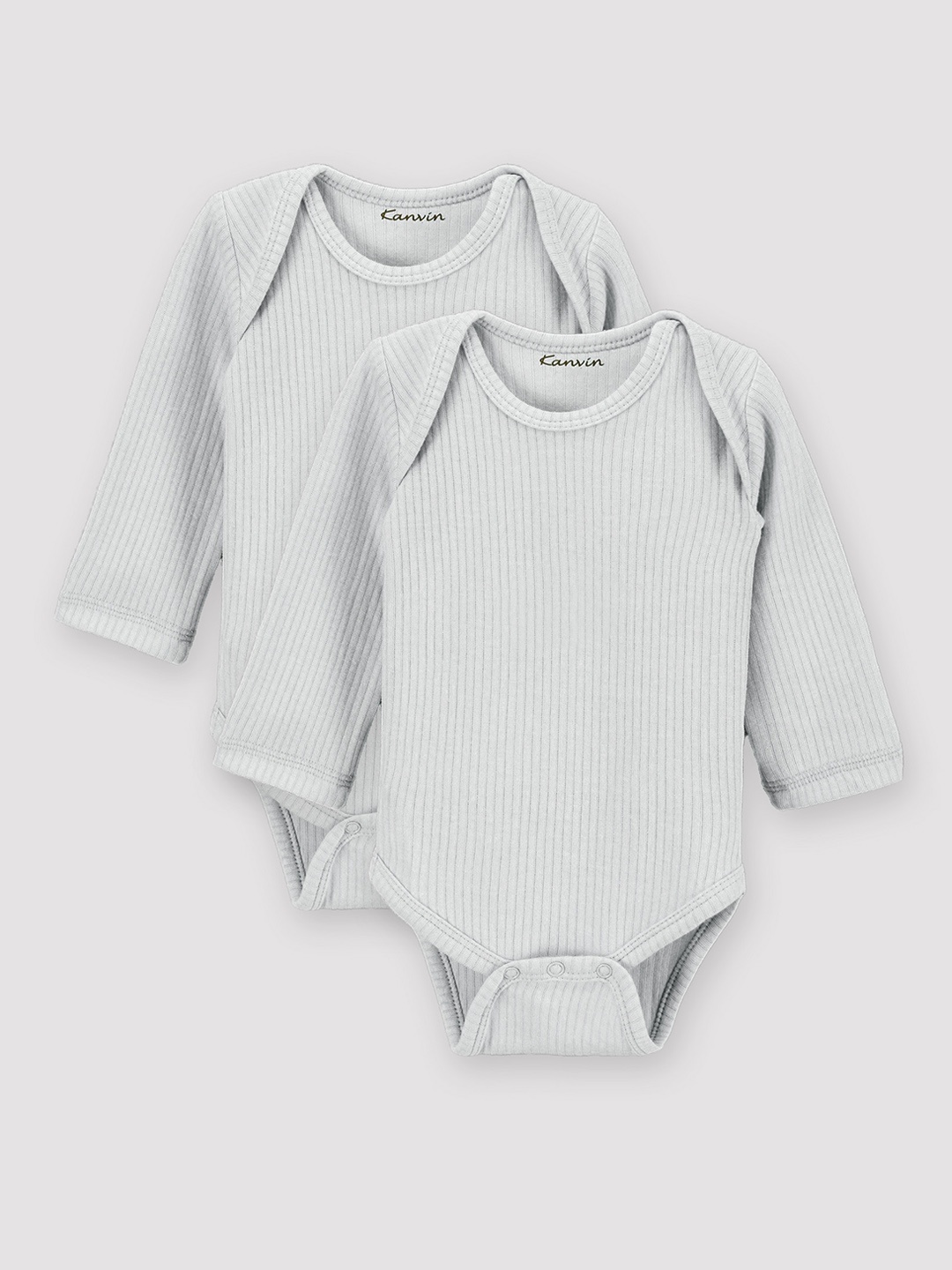 

Kanvin Infant Boys Pack Of 2 Ribbed Thermal Bodysuits, Grey