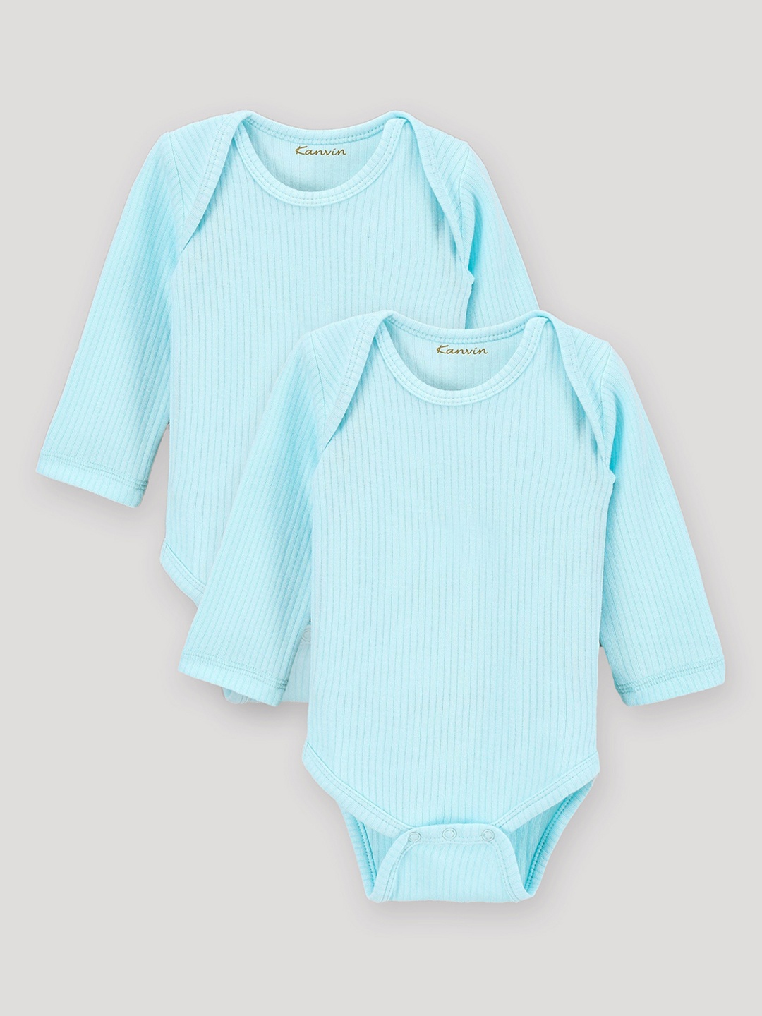 

Kanvin Infant Girls Pack Of 2 Ribbed Thermal Bodysuits, Turquoise blue