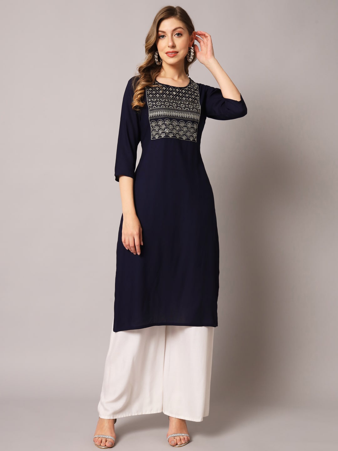 

PREKSHA Women Ethnic Motifs Yoke Design Kurta, Black