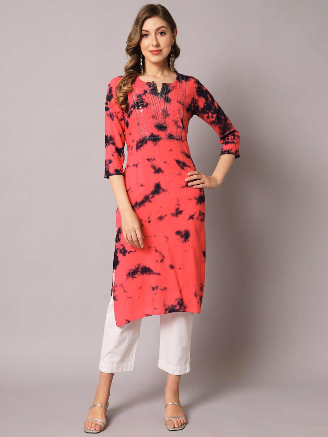

PREKSHA Women Printed Kurta, Pink