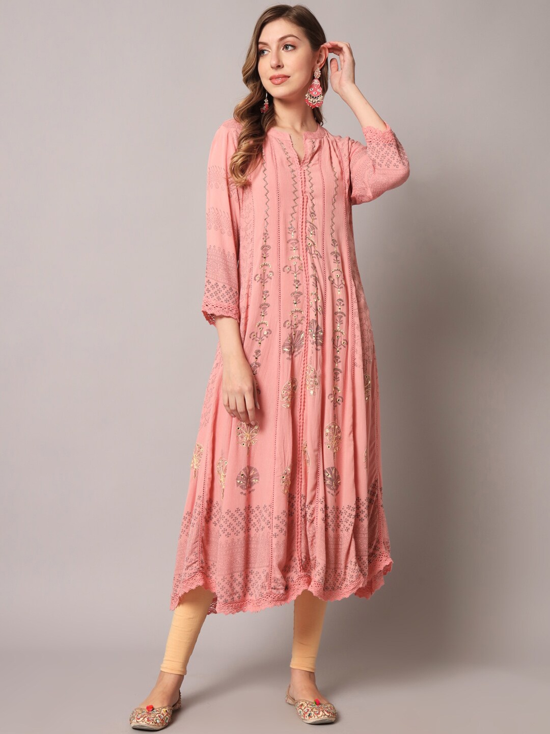 

PREKSHA Women Floral Printed Anarkali Kurta, Pink
