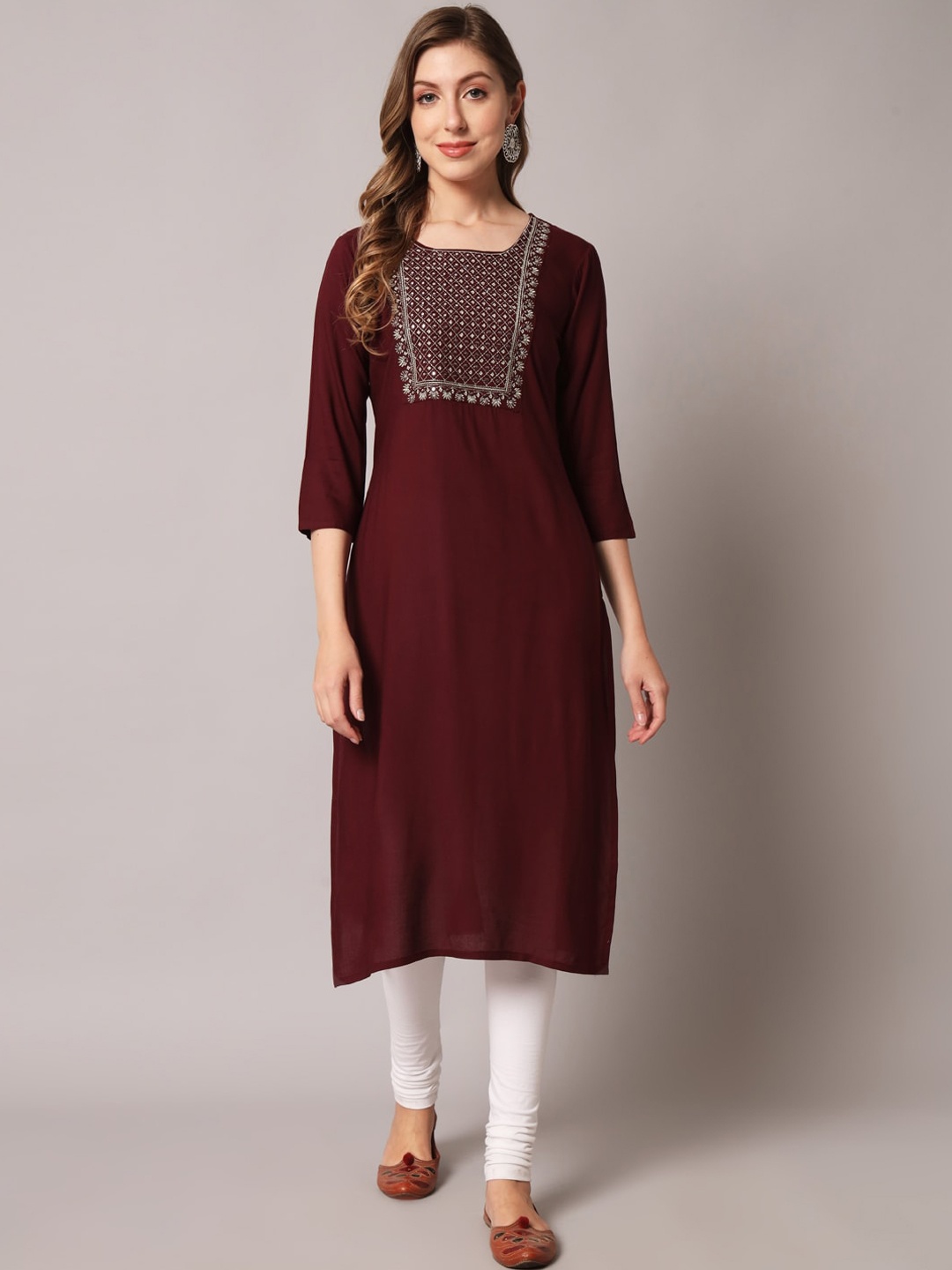 

PREKSHA Women Yoke Design Mirror Work Kurta, Magenta