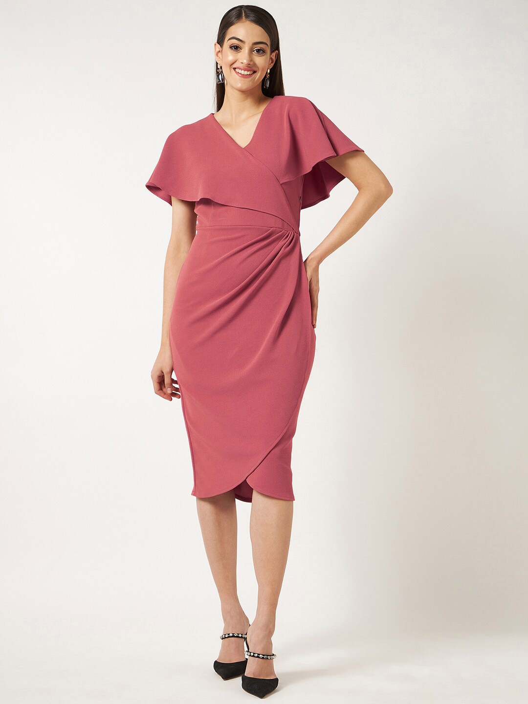 

Zima Leto Flared Sleeved Layered Dress, Mauve