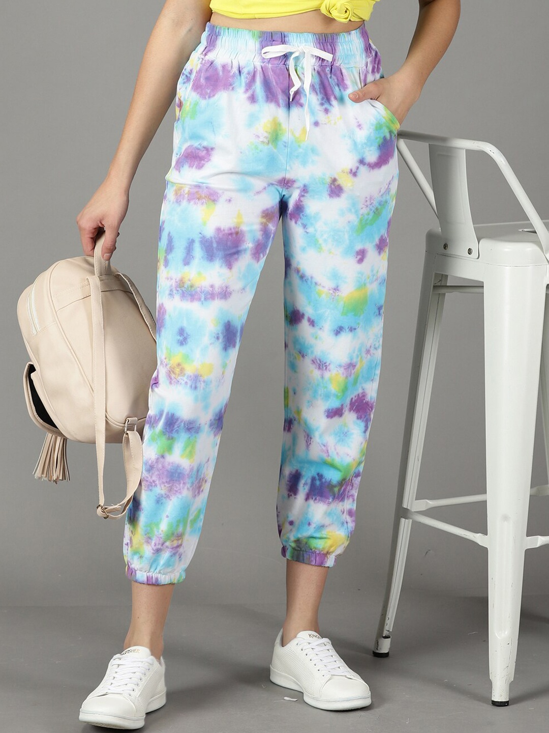 

SHOWOFF Women Tie-Dyed Pure Cotton Joggers, White
