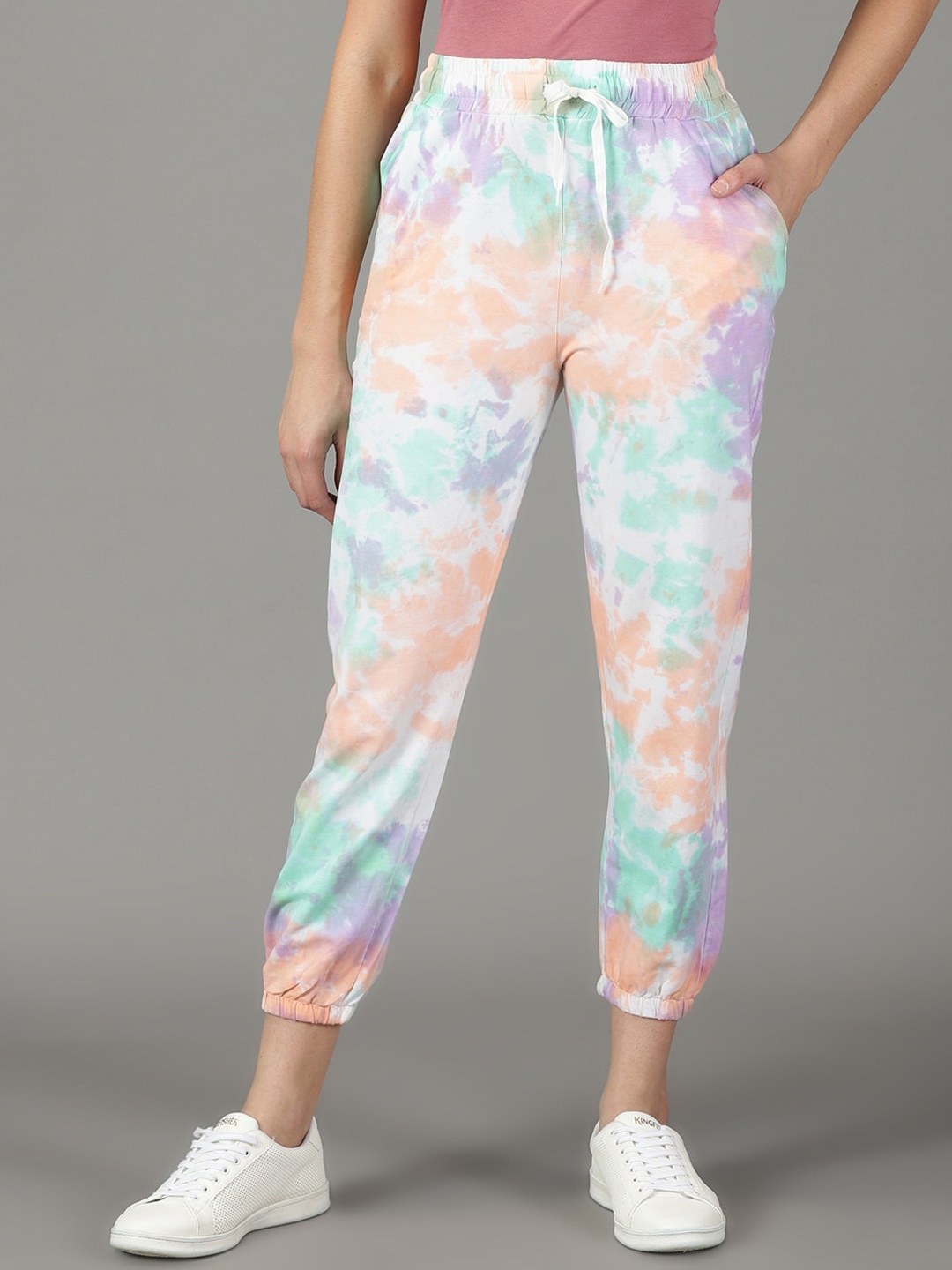 

SHOWOFF Women Tie-Dyed Pure Cotton Joggers, White