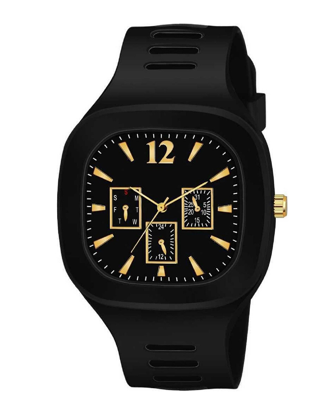 

WATCHSTAR Men Stainless Steel Dial Analogue Watch Milar black3, Black