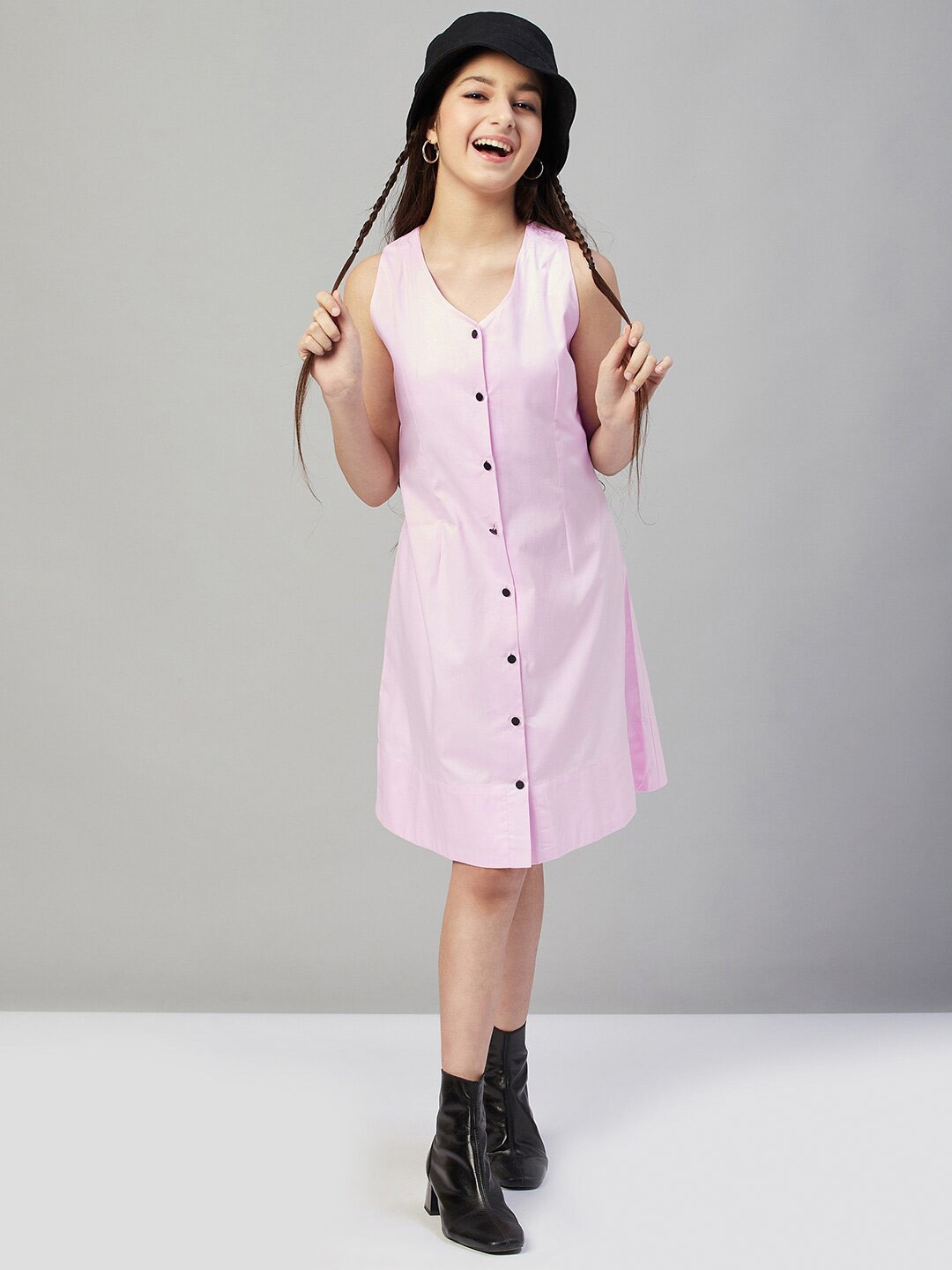 

Stylo Bug Girls Cotton A-Line Dress, Pink