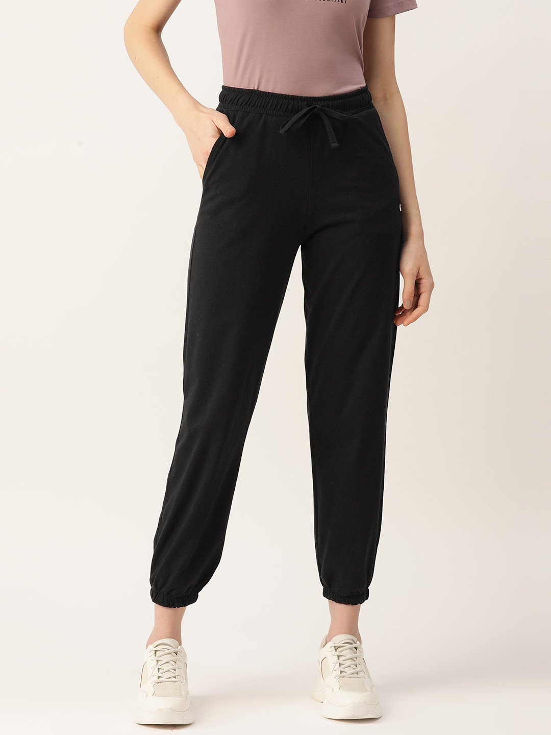 

FEMEA Solid Cotton Joggers, Black