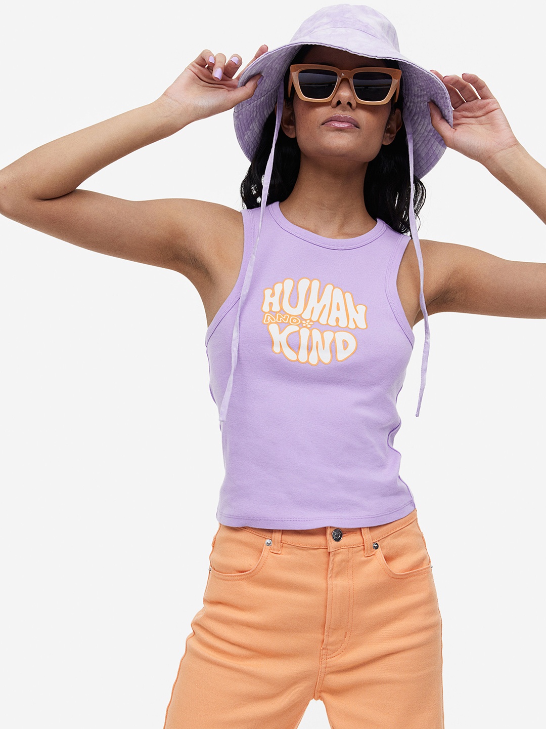 

H&M Women Printed Vest Top, Purple