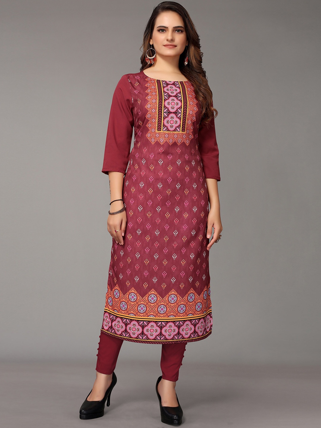 

Nimayaa Women Ethnic Motifs Printed Kurta, Maroon